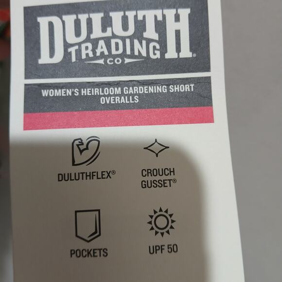 DULUTH TRADING Heirloom Gardening Short Overalls Large NWT Mint Summer Dahlia - Picture 4 of 16